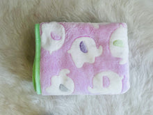 Load image into Gallery viewer, Pink Elephant baby blanket green trim