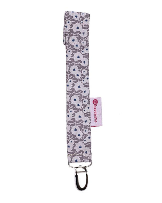 Beige Dot Flowers Pacifier Clip
