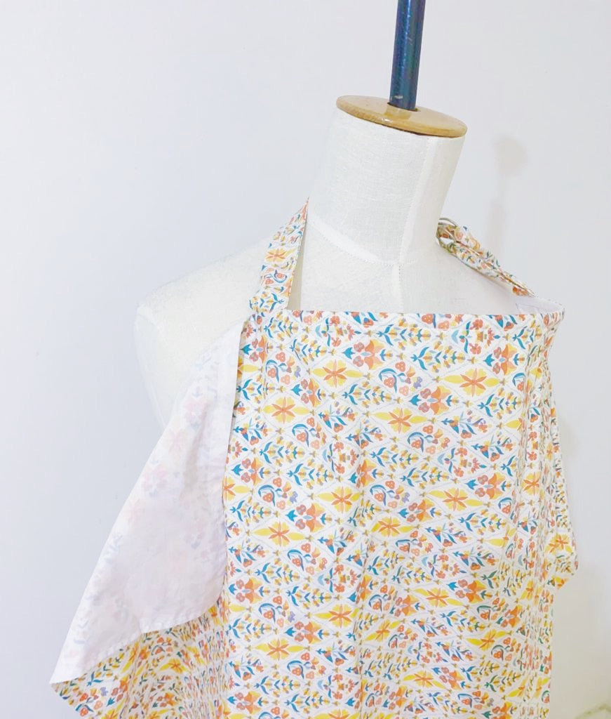 Orange Flowers Nursing Cover