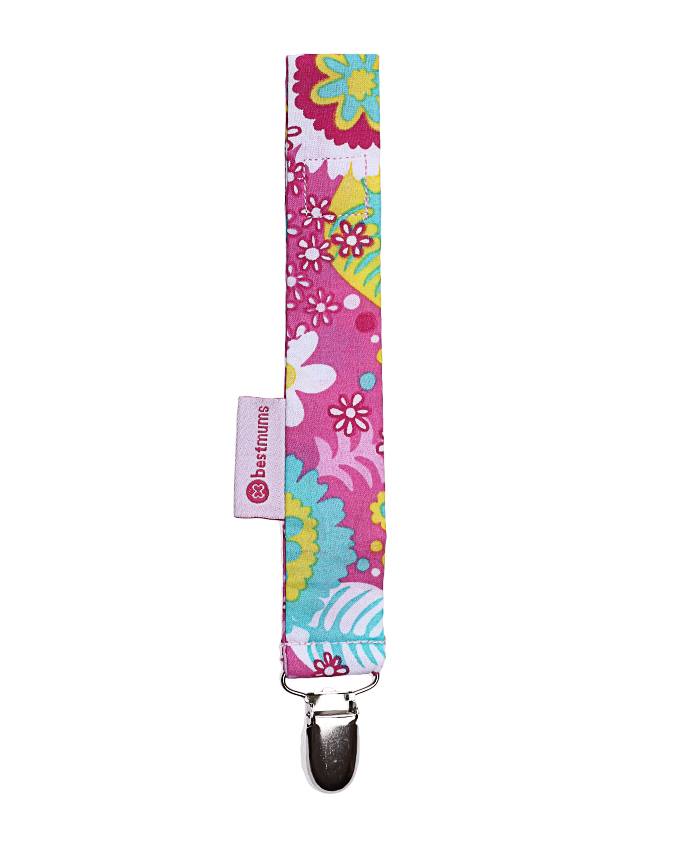 Pink Multiflowers Pacifier Clip