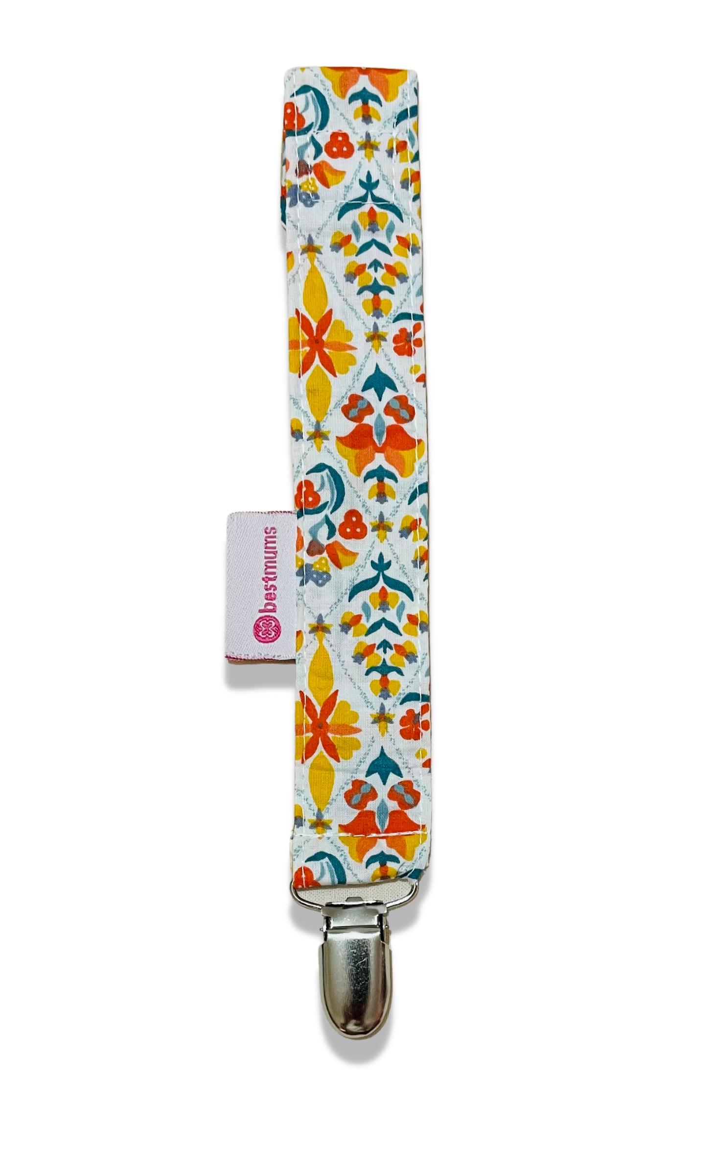 Orange Flowers Pacifier clip