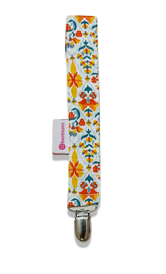 Orange Flowers Pacifier clip