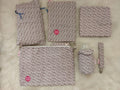 Beige dot Flowers baby set