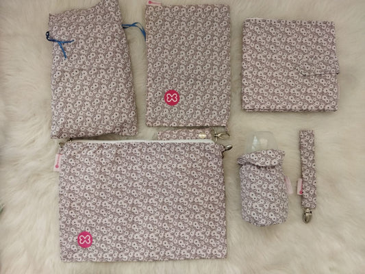 Beige dot Flowers baby set