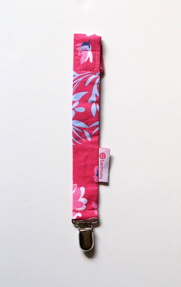 Pink Large Flowers Pacifier Clip
