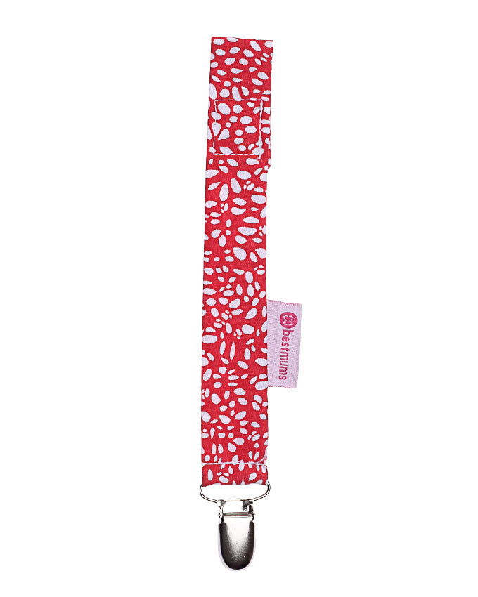 Polka Red Drops Pacifier Clip