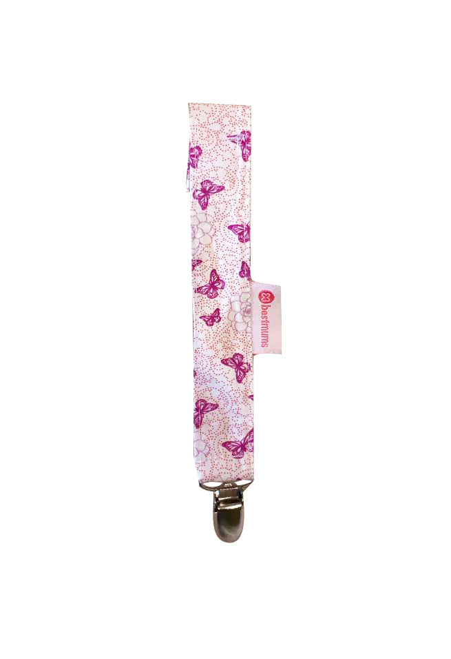 Purple Butterflies Pacifier Clip