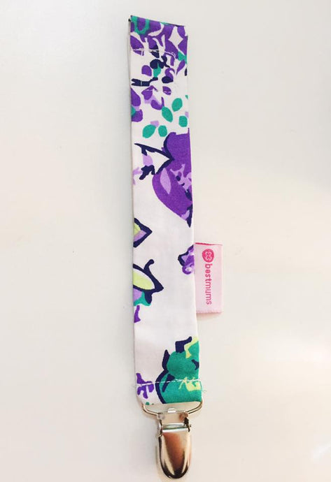 White Purple Pacifier Clip